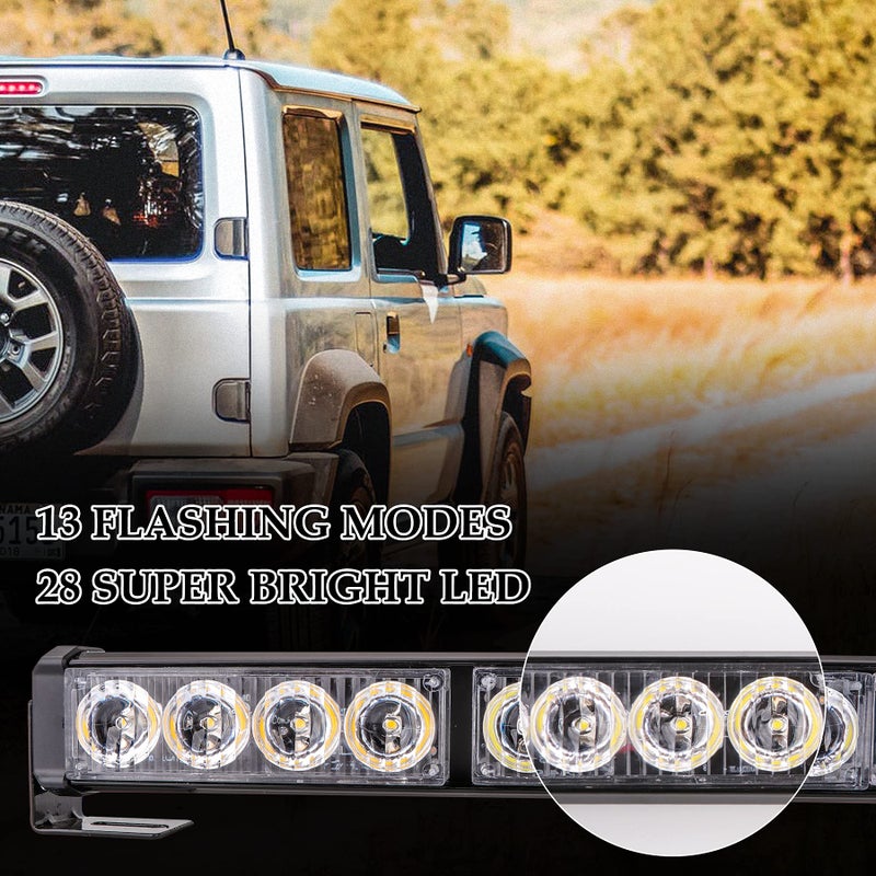 SMALLFATW 32 inch Red White Emergency Lights for Vehicles 28 LED, Traffic Advisor Lights Safety Windshield Dash Warning Light for Volunteer Firefighter Vehicles Trucks with Cigar Lighter - Image 4